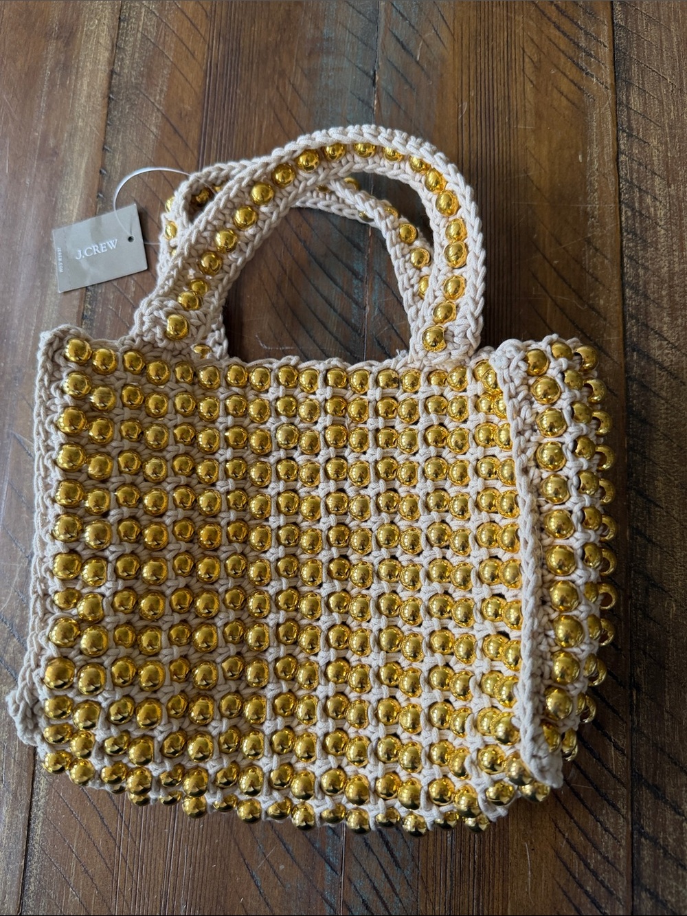Women’s J.Crew Bag Purse Hand knotted Crochet Beaded Bag New NWT - Picture 2 of 6